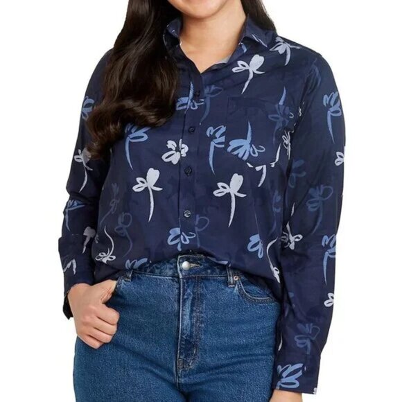 Con.Struct Tops - Like New CON.STRUCT Cat Floral Long Sleeve Everyday Shirt, size XL